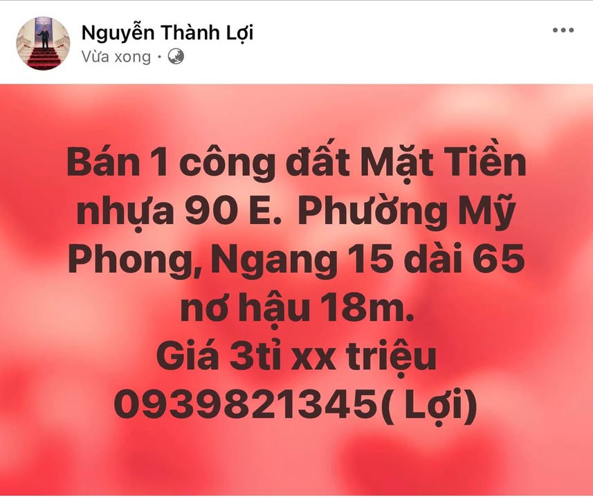Đất nền Mỹ Phong Mỹ Tho 1000m² - Tiềm năng tăng giá vượt trội!
