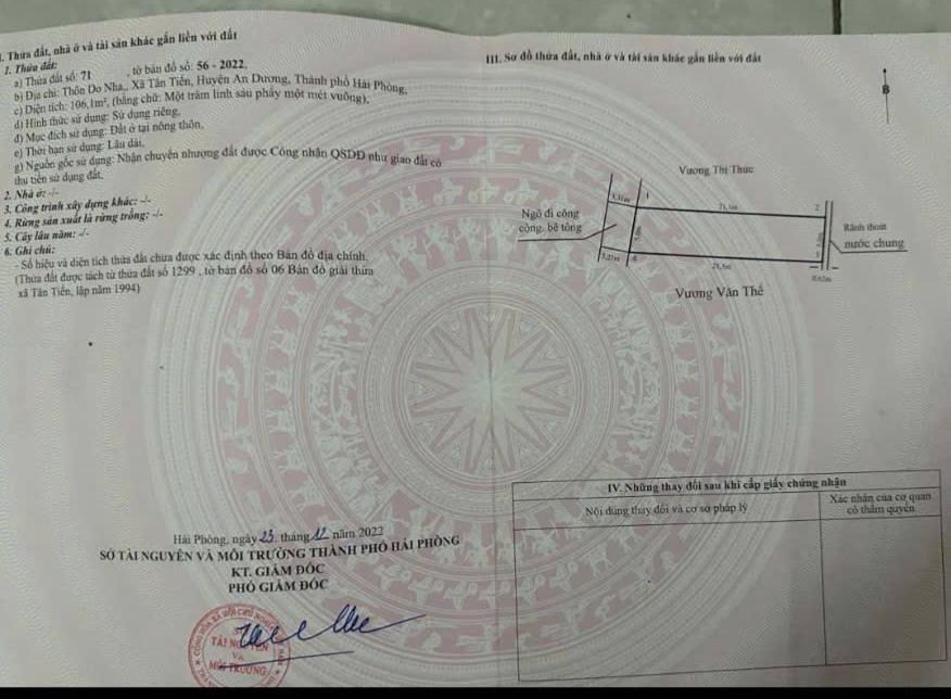 Đất nền An Dương, Lê Chân 106m² - Đường ô tô vào tận nơi, sổ đỏ sẵn sàng!