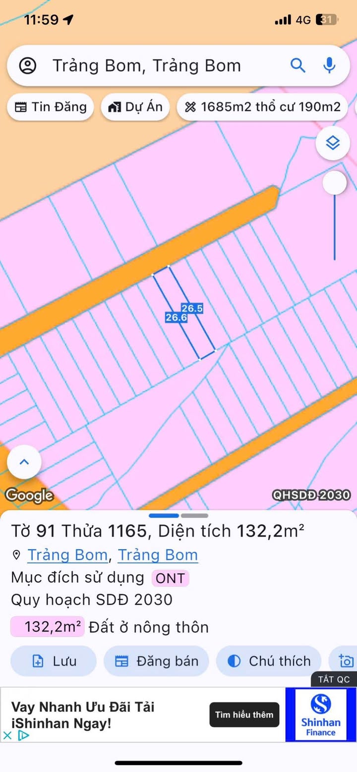 Đất Sổ Riêng Thổ Cư 132m² Trảng Bom - Vị Trí Đắc Địa