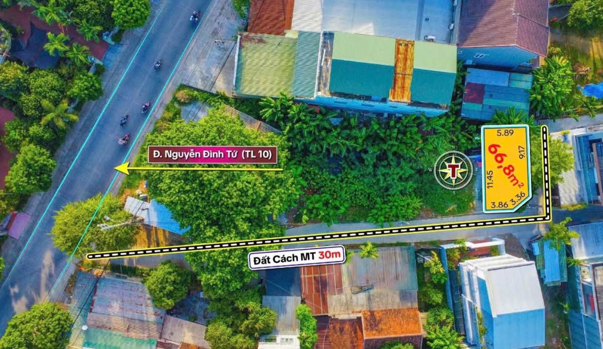 Đất Nền Nguyễn Đình Tứ, Huế 66.8m² - Đường to ô tô, Sổ đỏ sẵn!