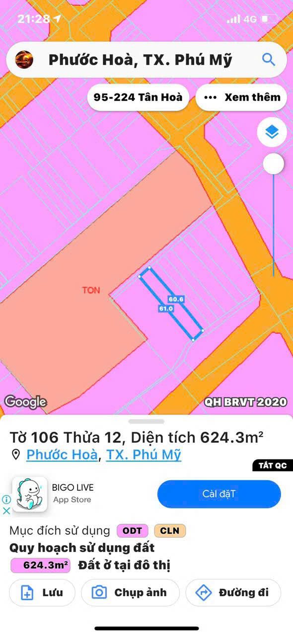 Đất thổ cư 600m² Phước Hưng, Bà Rịa - Sổ đỏ sẵn, giá 3 tỷ