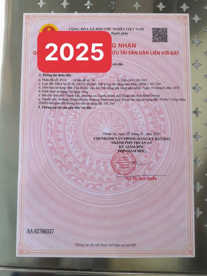 Đất nền An Thạnh, Thuận An 161m² - Sổ đỏ chính chủ!