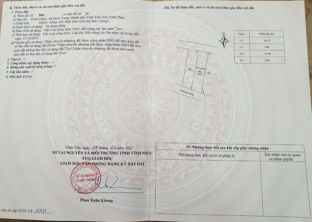 Đất nền Định Trung, Vĩnh Yên 102m² - Đường to ô tô, 1.2 tỷ