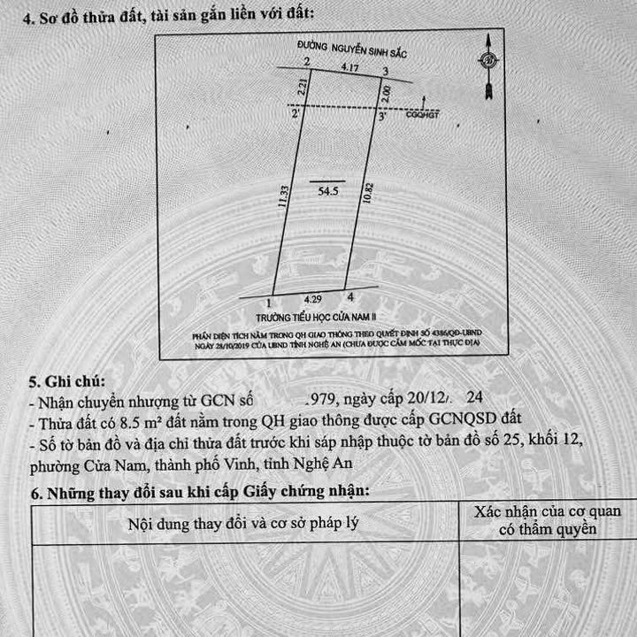 Nhà Mặt Tiền KD Nguyễn Sinh Sắc, Vinh - 54.5m² - 4.6 Tỷ - Hướng Bắc