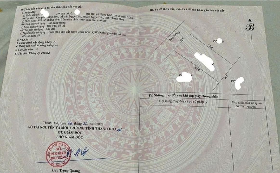 Bán Gấp Đất Ngọc Lặc 165m² Sổ Đỏ Full Thổ Cư - Đường 2 Ô Tô