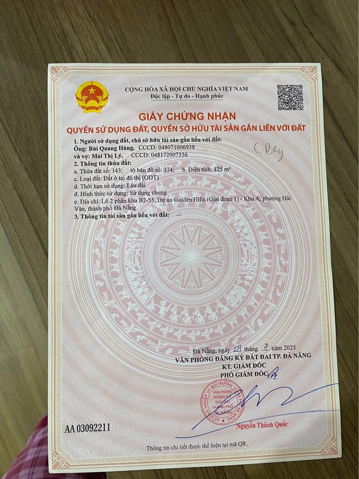 Đất nền Golden Hills Đà Nẵng 125m² giá tốt hiếm có