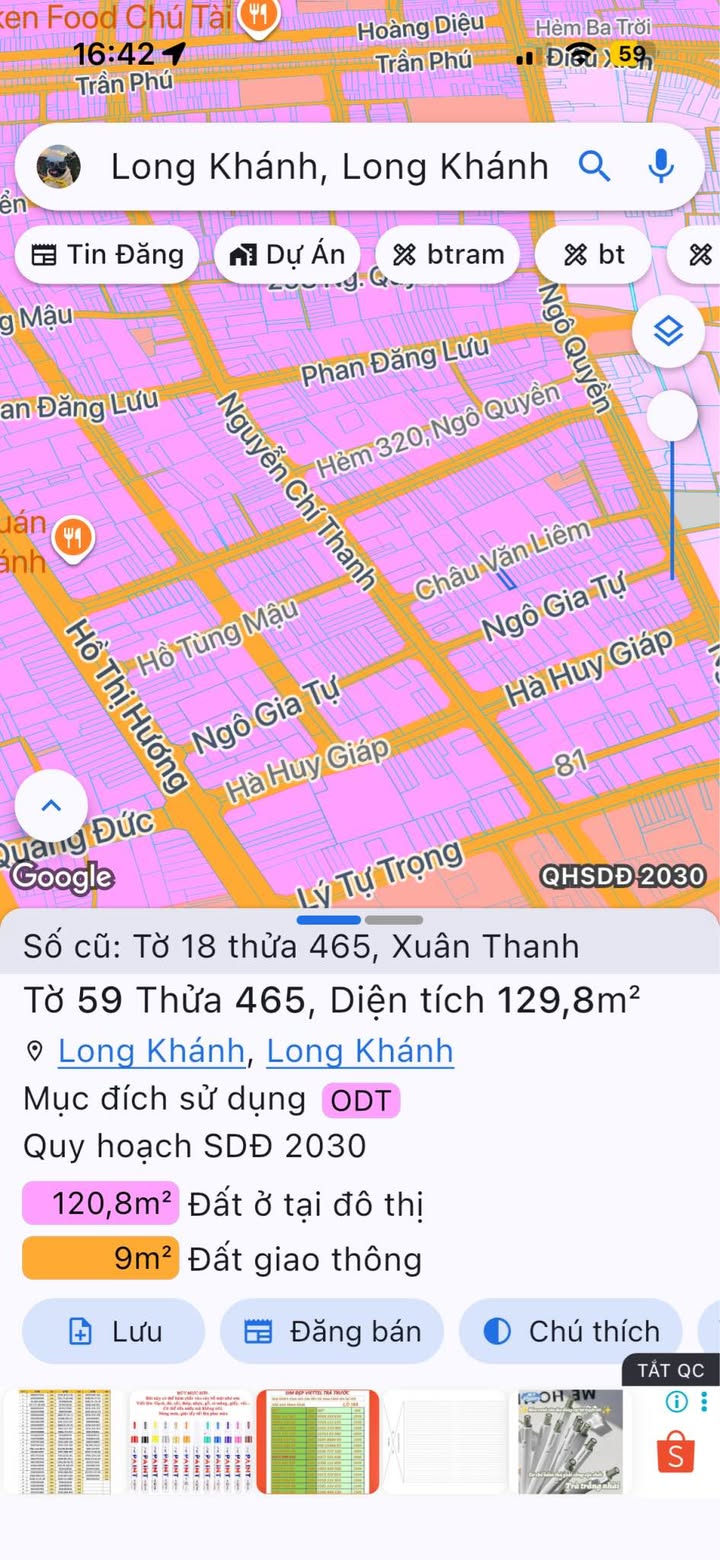 Mặt tiền kinh doanh Châu Văn Liêm Long Khánh 130m² - Giá 2.5 tỷ