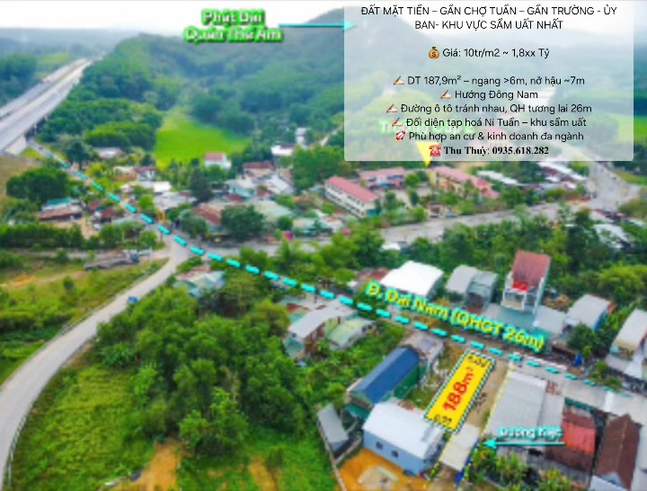 Đất nền An Hòa, Huế 188m² – Mặt tiền kinh doanh, sổ đỏ sẵn!