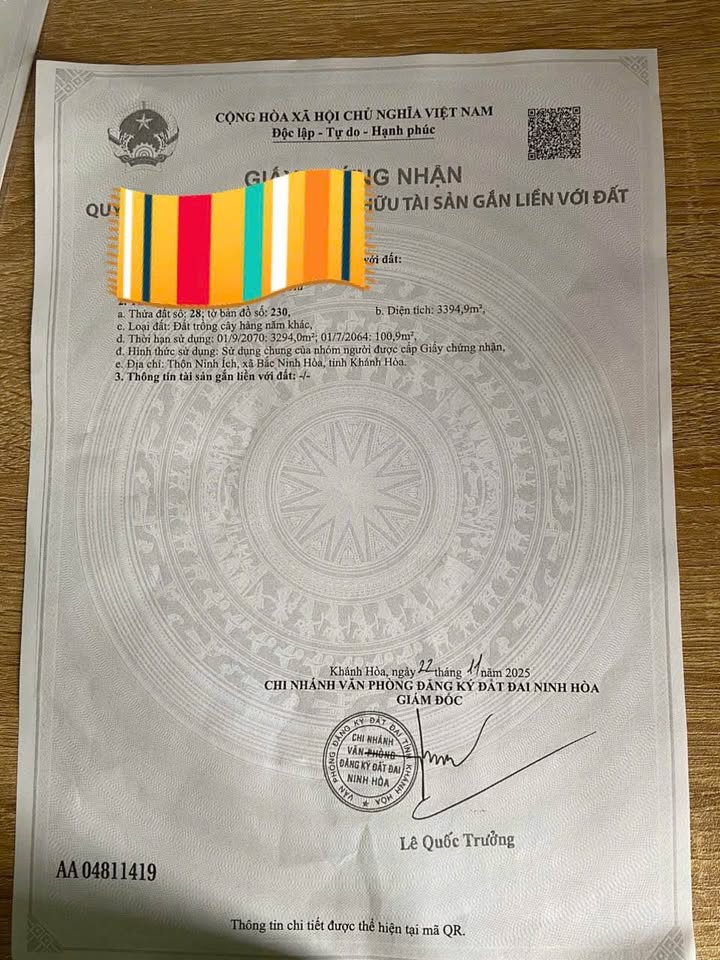 Bán Đất Ninh Hòa 3394m² - Sổ Đỏ Thổ Cư, Mặt Tiền 3 Lối, Giá Đầu Tư