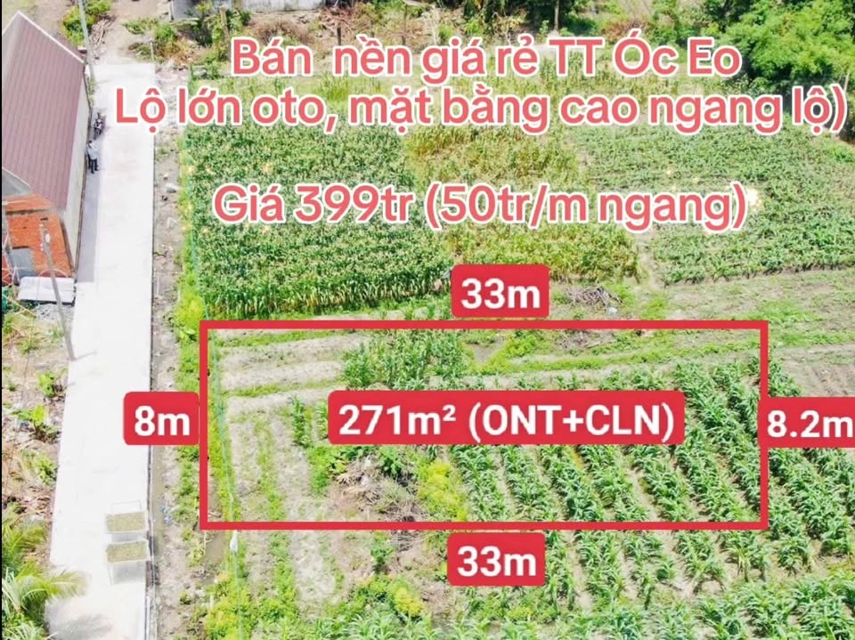Đất Nền Trung Tâm Óc Eo, Thoại Sơn - 271m² Sổ Hồng, Giá Chỉ 399 Triệu