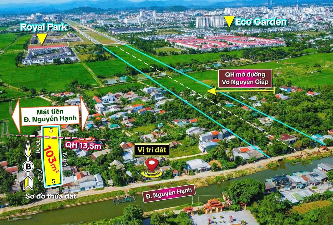Đất View Sông Nguyễn Hạnh, Huế - 103m² Hướng Bắc Giá 2 Tỷ