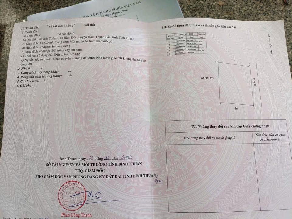 Đất Vườn Hàm Đức, Hàm Thuận Bắc 1300m² giá 600 triệu - Giá đầu tư tốt!