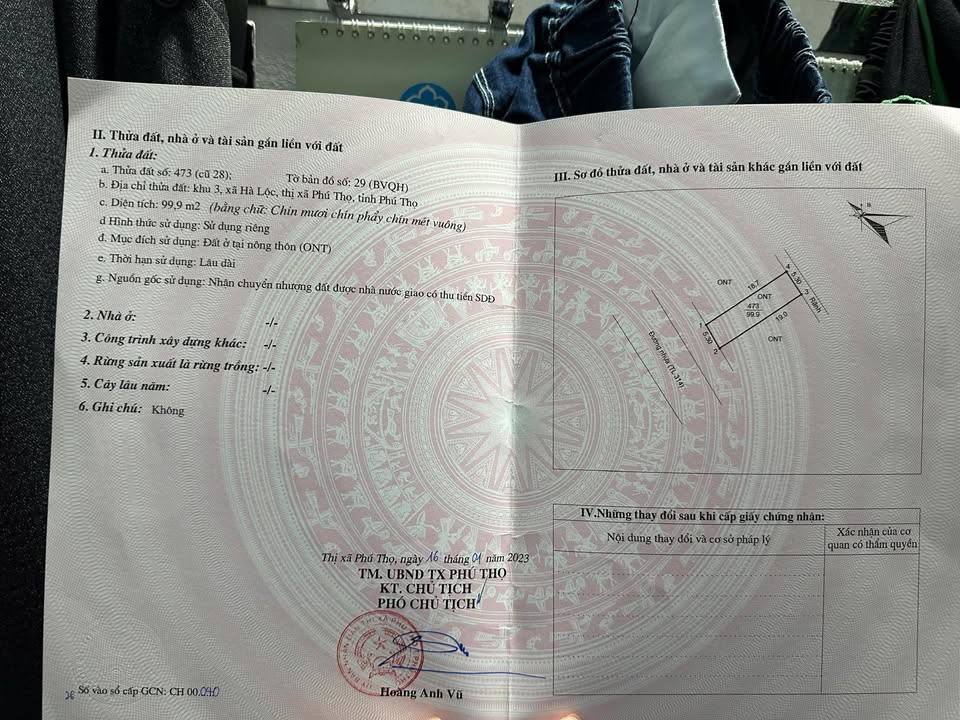 Đất Nền Phú Thọ 99.9m² - Vị Trí Vàng Giá Tốt