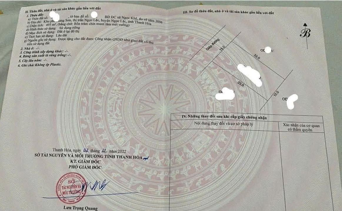 Đất Ngọc Lặc 495m² Sổ Đỏ Thổ Cư - Ô Tô Tới Tận Nơi