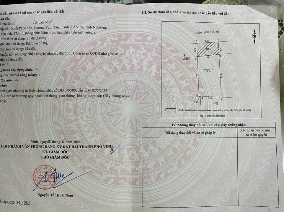 Đất Mặt Tiền Kinh Doanh Ngô Đức Kế, TP. Vinh 57.4m² - Cơ Hội Vàng Đầu Tư!