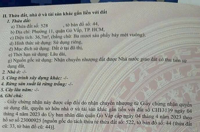 Đất nền Gò Vấp 37m² giá 4.2 tỷ - Tiềm năng tăng giá vượt trội!