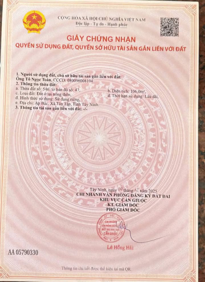 Đất nền 106m² mặt tiền đường Cầu Đình, Long An - Giá 650 triệu