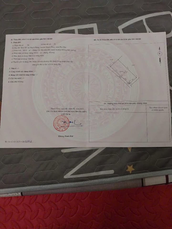 Đất Thổ Cư 384m² Mặt Tiền 30m, Thanh Thuỷ, Phú Thọ - Giá 2 Tỷ