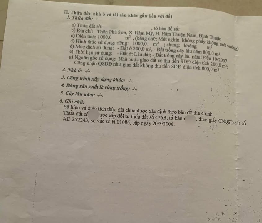 Đất Nền 1000m² Tại Hàm Mỹ, Bình Thuận - Giá Tốt, Sổ Đỏ Rõ Ràng