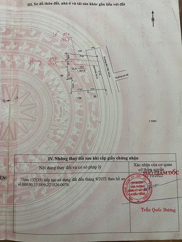 Bán Đất Mặt Tiền DH708, Dầu Tiếng, Bình Dương - 999m² - Giá Tốt