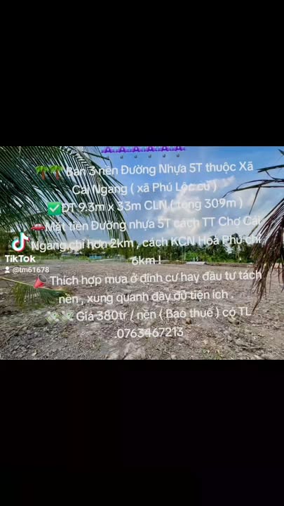 Đất nền Xã Cái Ngang, Vĩnh Long 309m² - Tiềm năng tăng giá!