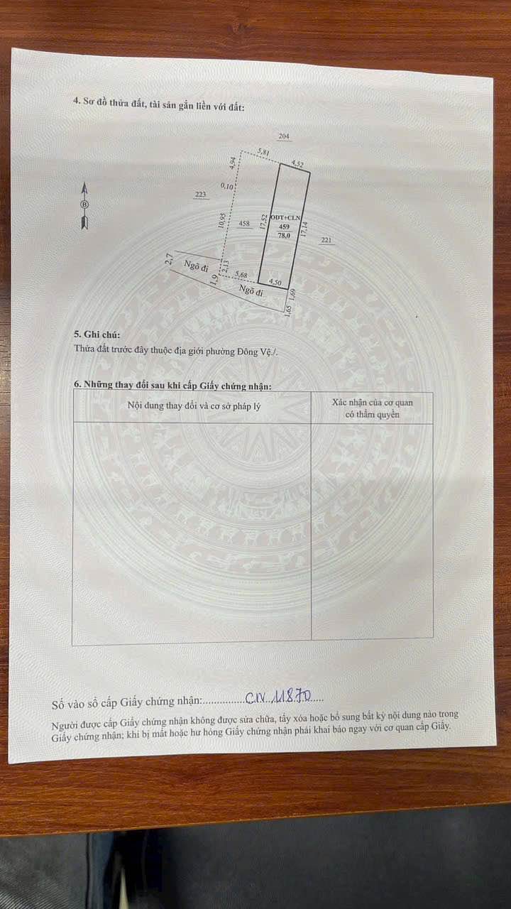 Lô đất Đông Vệ 78m² giá 1 tỷ - Sổ đỏ chính chủ!