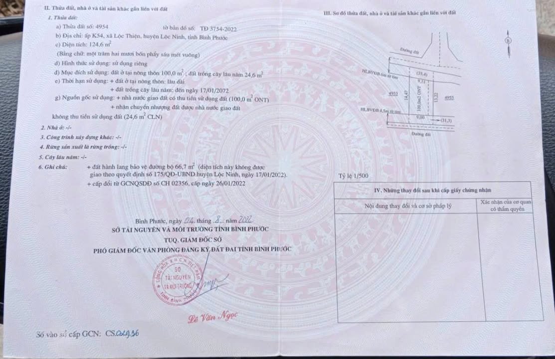 Bán đất Lộc Tấn, Lộc Ninh 100m² - Hai mặt tiền, 150 triệu