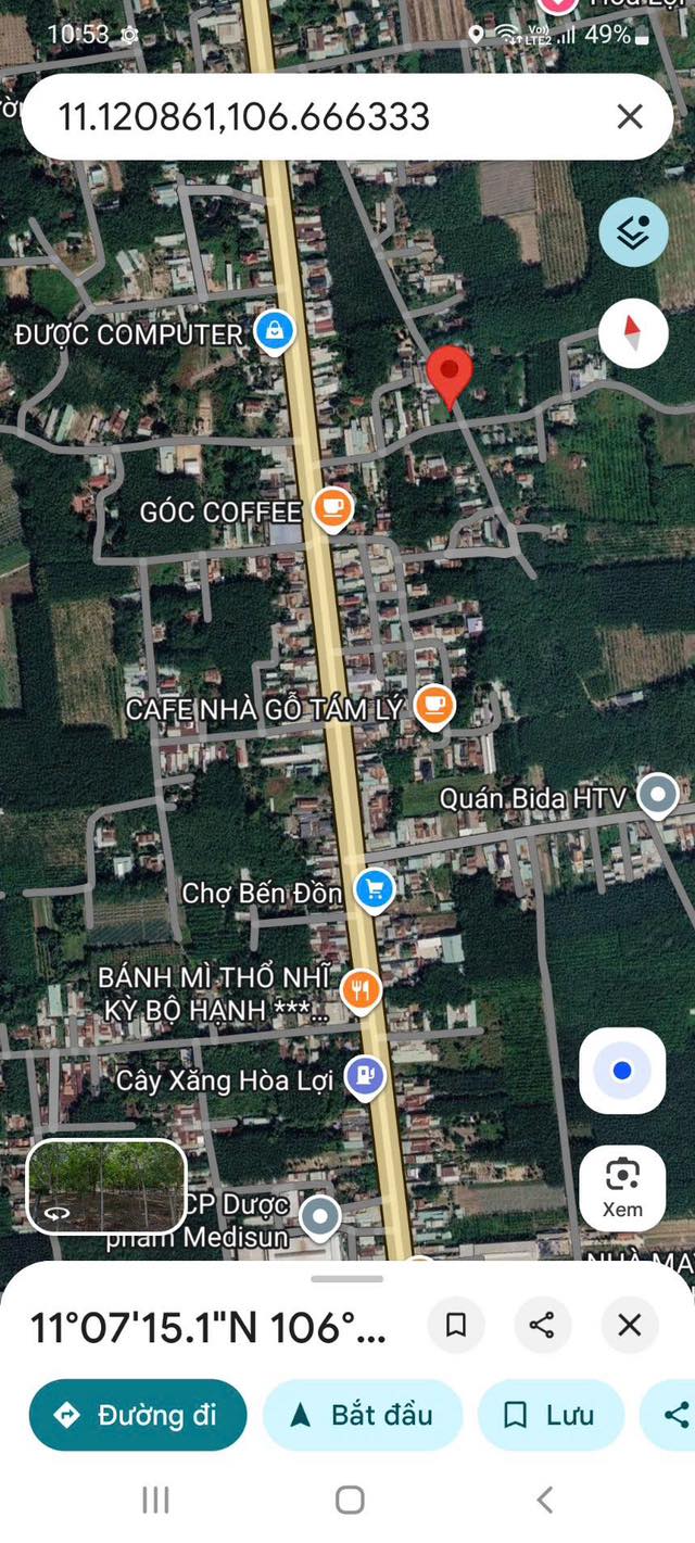 Bán đất 225m² mặt đường nhựa Hòa Lợi, Bến Cát - Sổ đỏ sẵn sàng