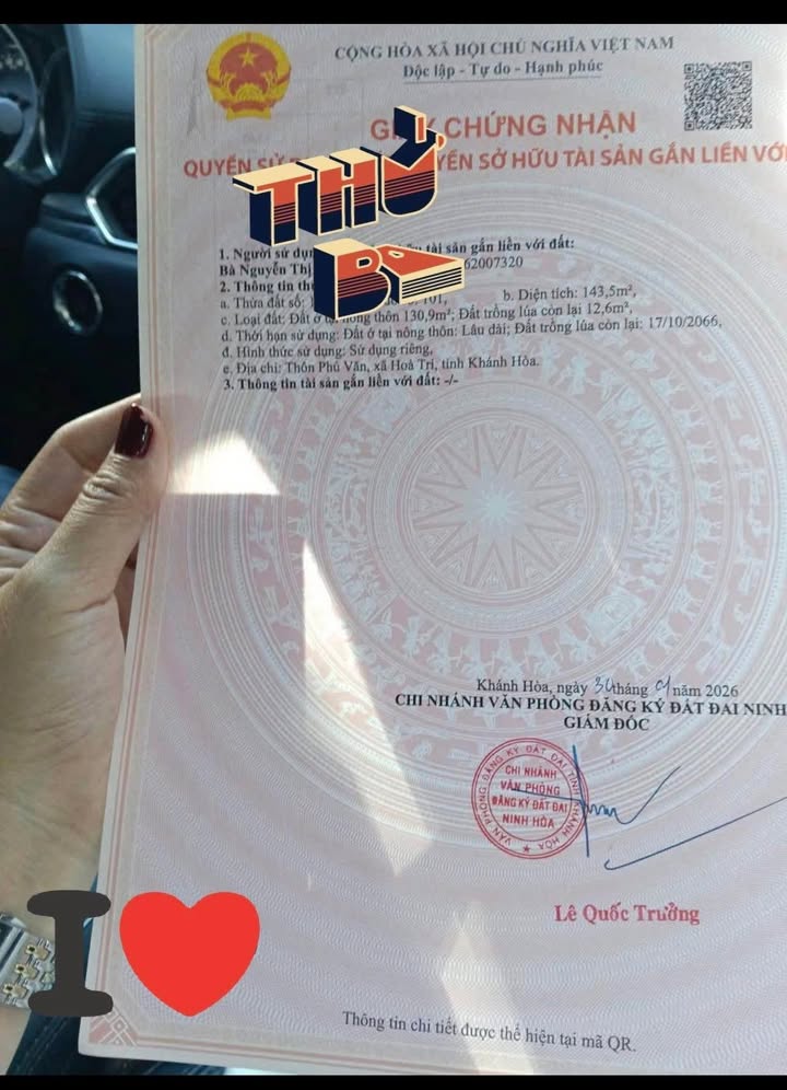 Đất nền Ninh Hòa, Khánh Hòa 143.5m² giá 499 triệu - Sổ đỏ chính chủ!