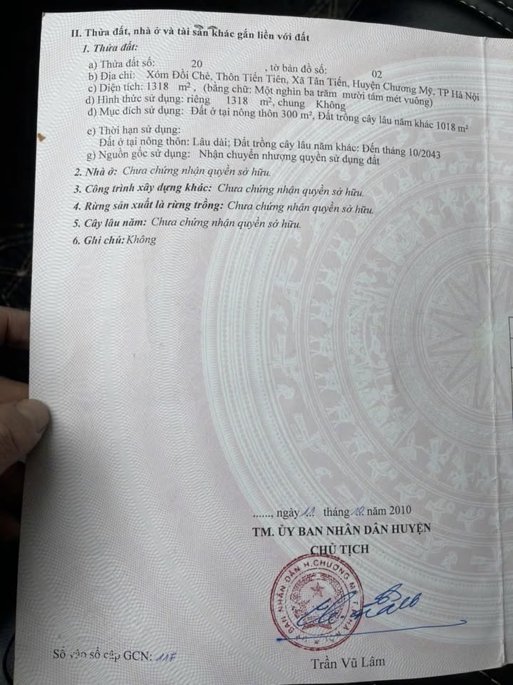 Đất 1300m² Tân Tiến, Chương Mỹ, Hà Nội - Sổ đỏ sẵn sàng giao dịch
