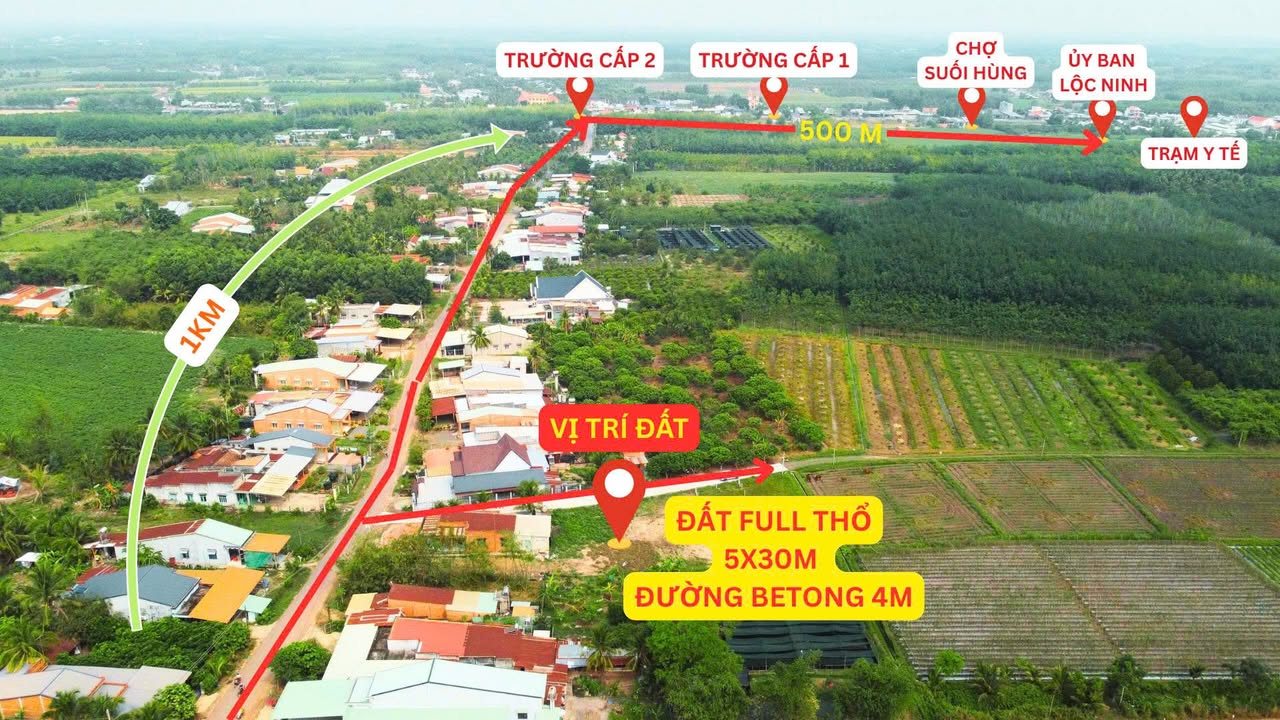 Đất nền Lộc Ninh, Tây Ninh 130m² giá 300 triệu - Sổ đỏ chính chủ