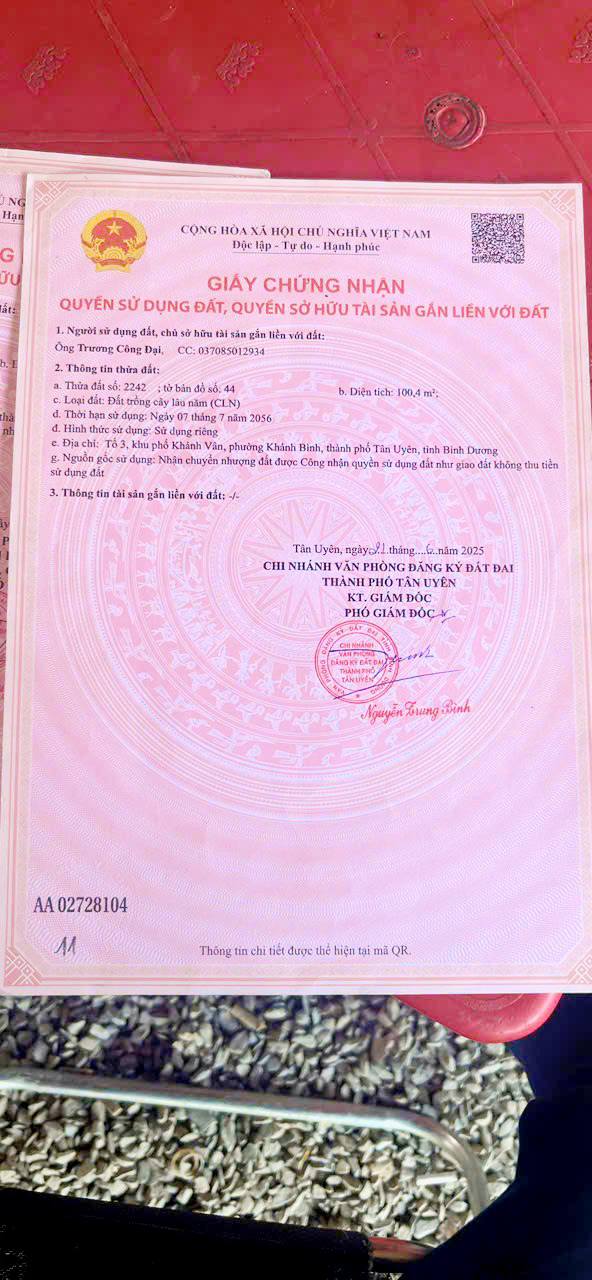 Đất Sổ Riêng 100m² Khánh Bình Tân Uyên - Giá Đầu Tư 1.75 Tỷ