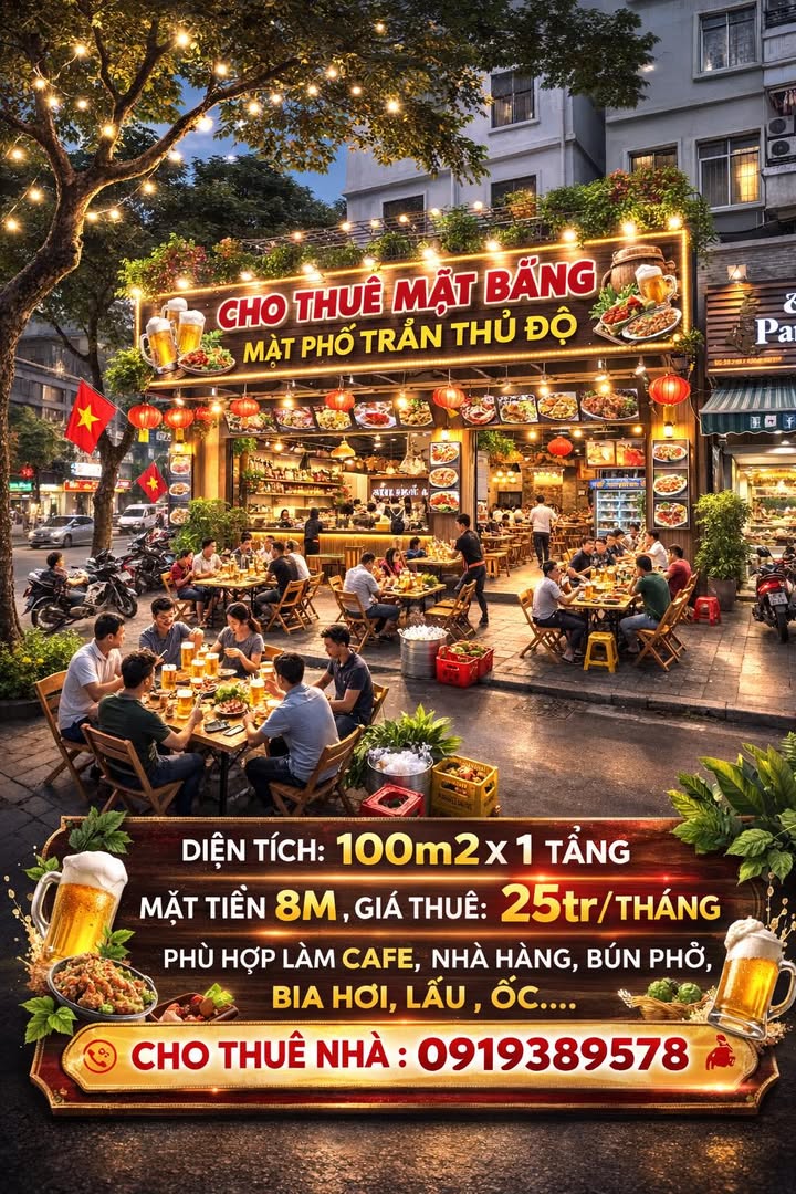 Mặt bằng kinh doanh Trần Thủ Độ 100m² 25 triệu - Mặt tiền kinh doanh