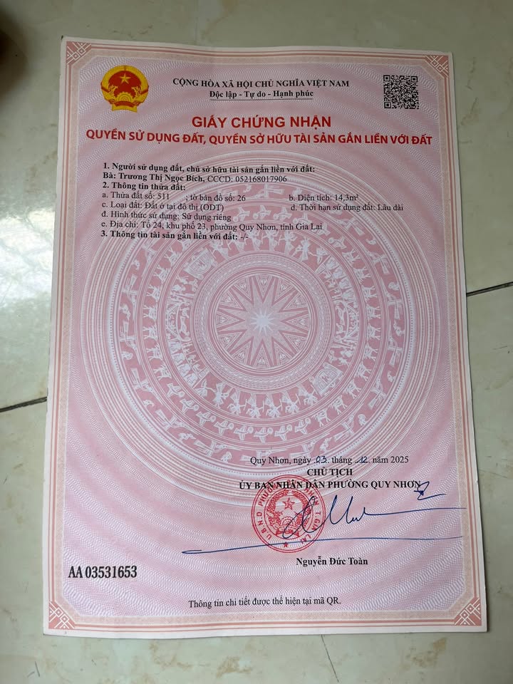 Đất hẻm Bạch Đằng Quy Nhơn 15m² - Sổ đỏ chính chủ!