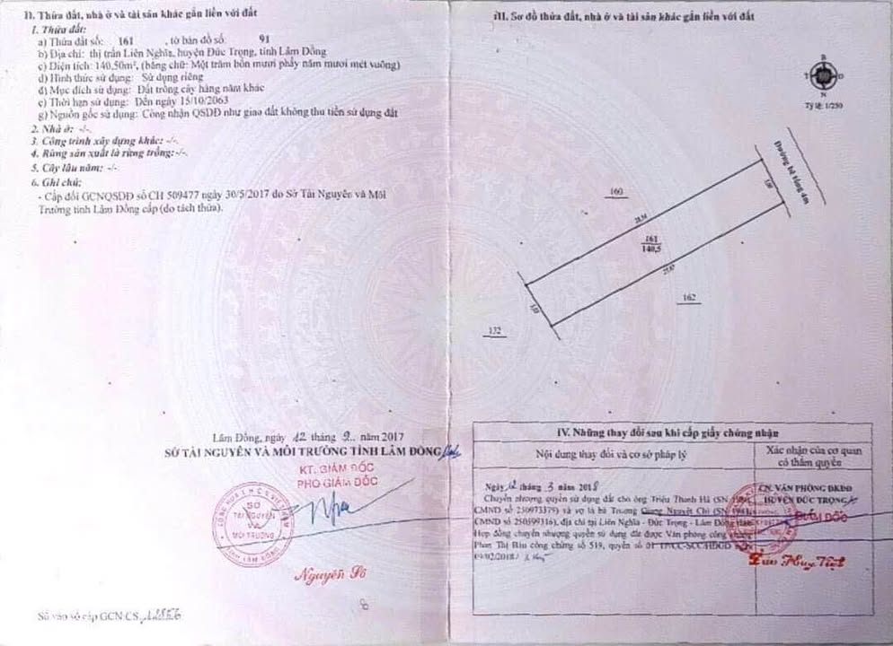 Bán đất Đức Trọng 140m² mặt tiền 5m - Sổ hồng sẵn, xây dựng tự do