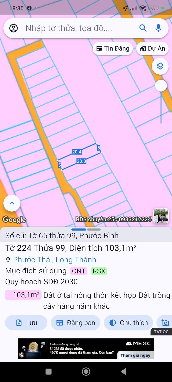 Đất Phước Bình, Thủ Đức 130m² giá 1.3 tỷ - Đất thổ cư 100%