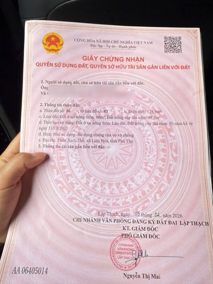 Đất nền Xích Thổ, Lập Thạch 129m² - Giá tốt hiếm có!