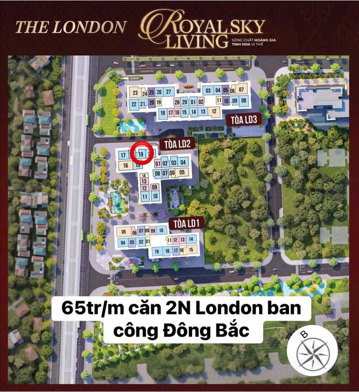 Chung cư The London Gia Lâm: Căn hộ 2PN 61.7m² - Sẵn sổ hồng, giá tốt chỉ 4.0 tỷ