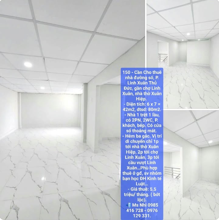 Nhà 2PN 80m² Đường Số Linh Xuân, Thủ Đức - Giá 5.5 Triệu/tháng