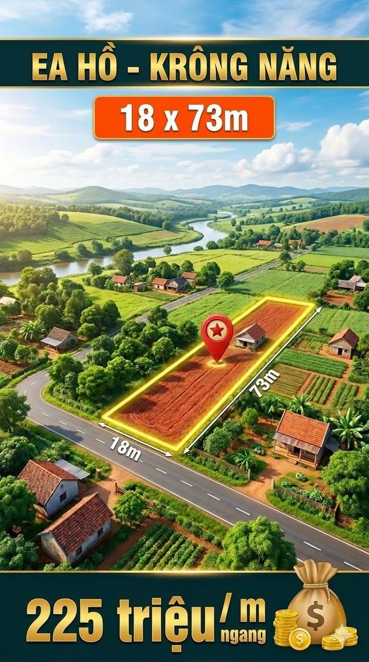 Đất Vàng Buôn Vít, Đắk Lắk - 1.400m² Sổ Hồng, Mặt Tiền 18m - Đầu Tư Sinh Lời