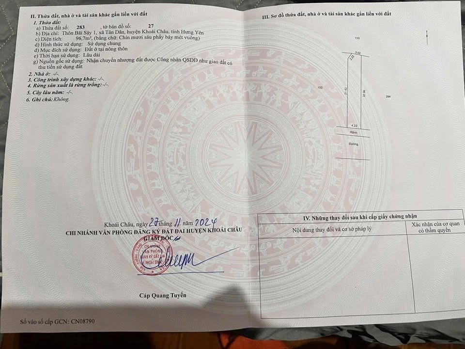 Bán đất nền 97m² Hưng Yên - Hướng Nam, ô tô tránh, tiềm năng đầu tư