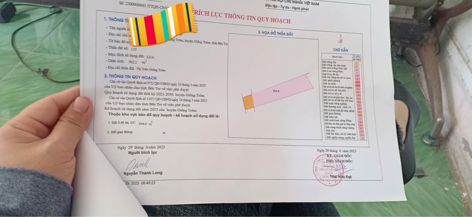 Đất nền 302m² Giồng Trôm, Bến Tre - Đường to ô tô, nở hậu đẹp