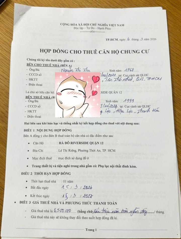 Cho thuê Căn hộ Hà Đô Riverside Q12 49m² - Giá 6.2 triệu/tháng