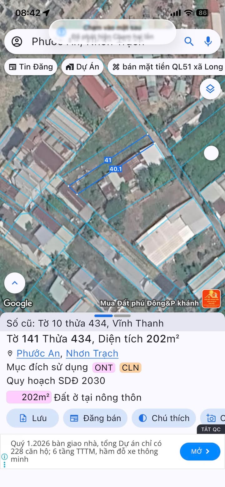 Đất nền Vĩnh Thanh, Nhơn Trạch 200m² - Đường to ô tô vào tận nơi!