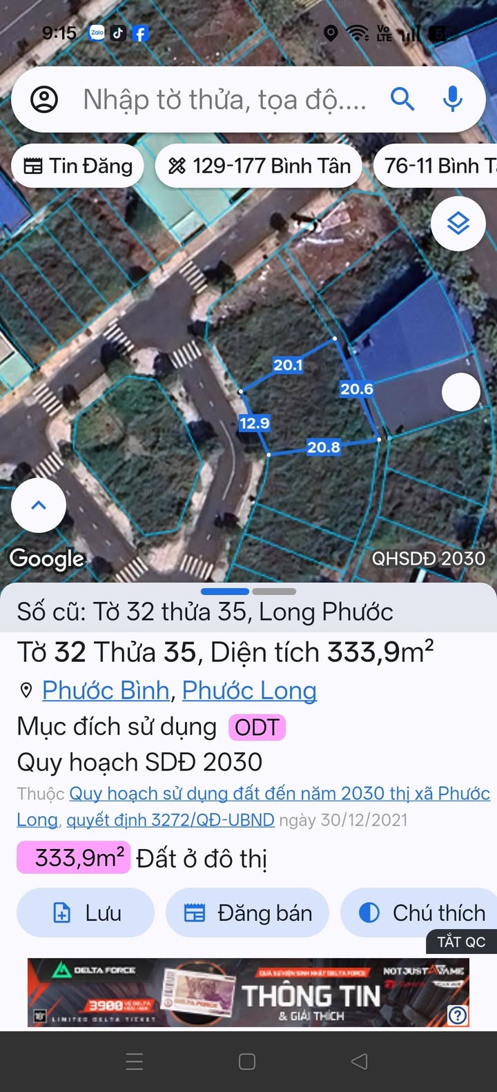 Đất TTHC Phước Bình - 333m² - Sổ sẵn, giá 3.2 tỷ - Lô đẹp sát Vòng Sân Bay