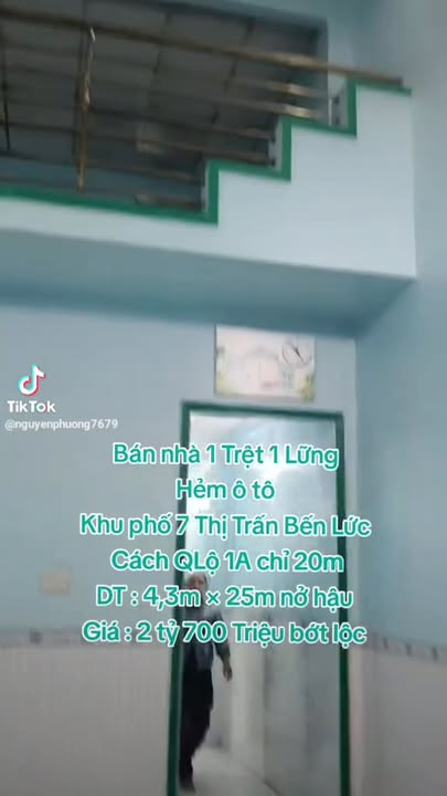 Bán Nhà 1 Trệt 1 Lửng Hẻm Xe Tải 108m² Bến Lức, Long An - Giá 2.7 Tỷ