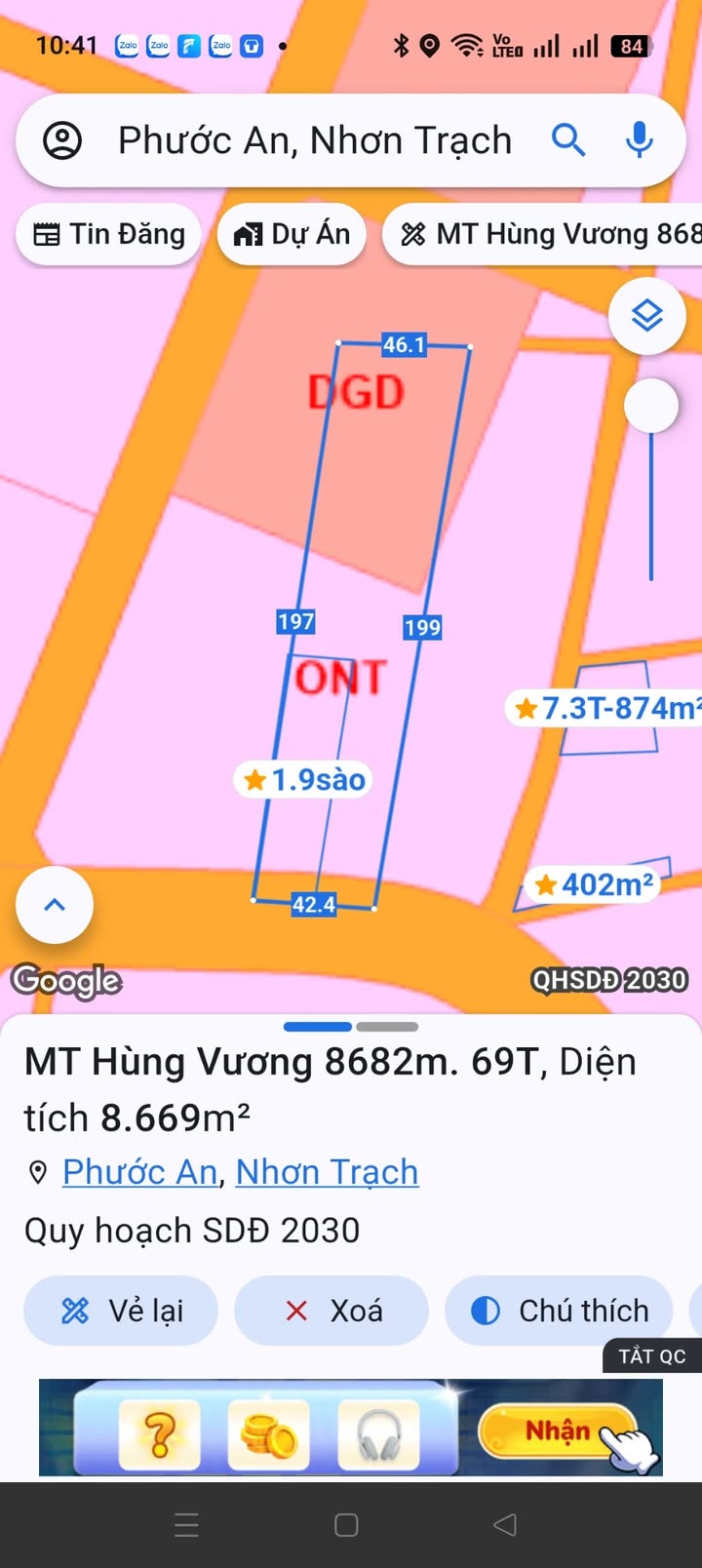 Đất Hùng Vương Nhơn Trạch 8.682m² 69 tỷ - Sổ đỏ chính chủ