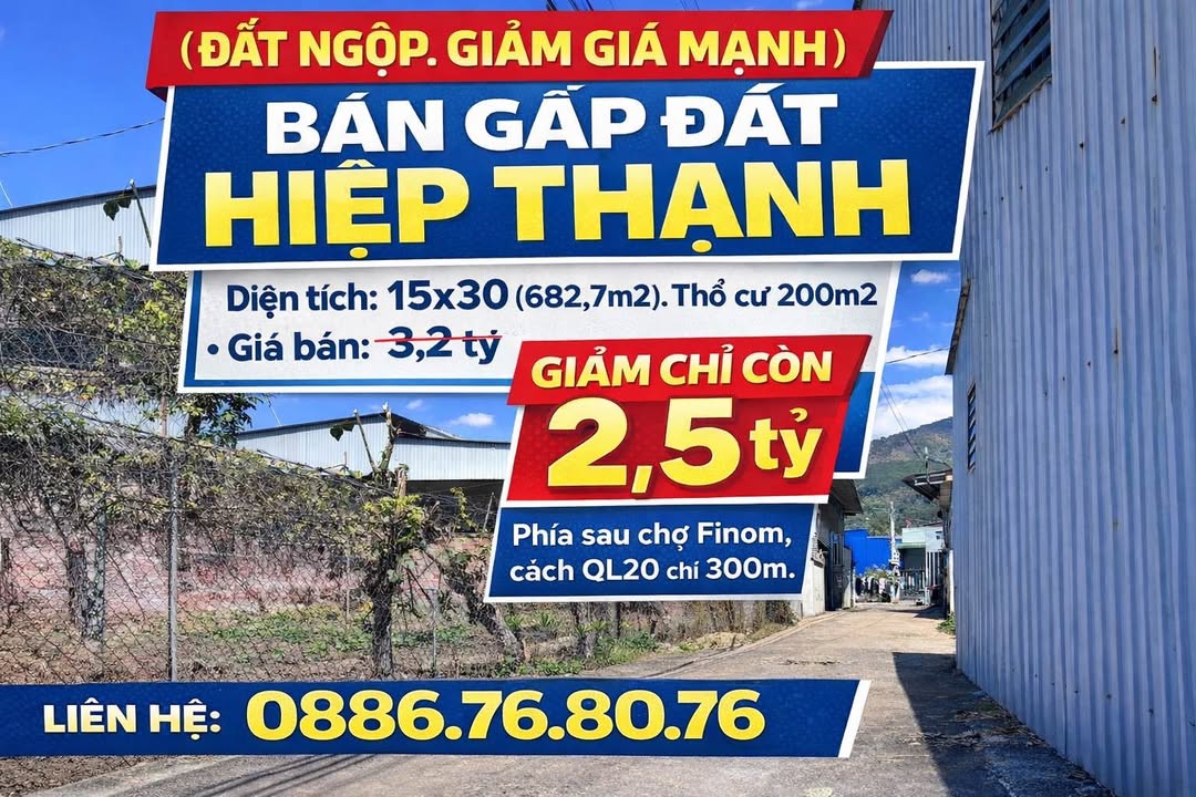 Đất Nền Hiệp Thạnh 682m² - Giảm Sâu 700 Triệu, Sổ Hồng Thổ Cư