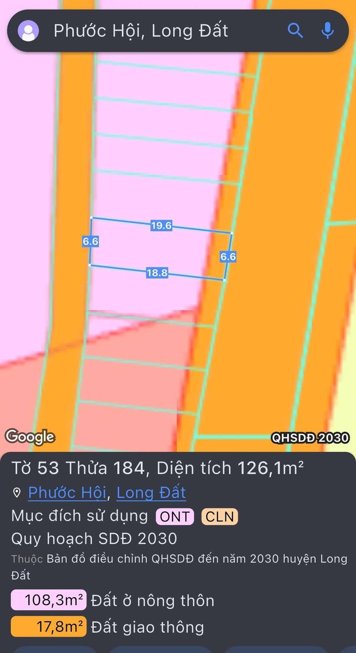 Đất nền Phước Hội Long Đất 126m² 1 tỷ - Sổ đỏ chính chủ