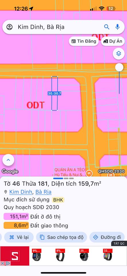 Đất Vàng Kim Dinh, BR-VT - 150m² Sổ Hồng Riêng, Giá 1.95 Tỷ